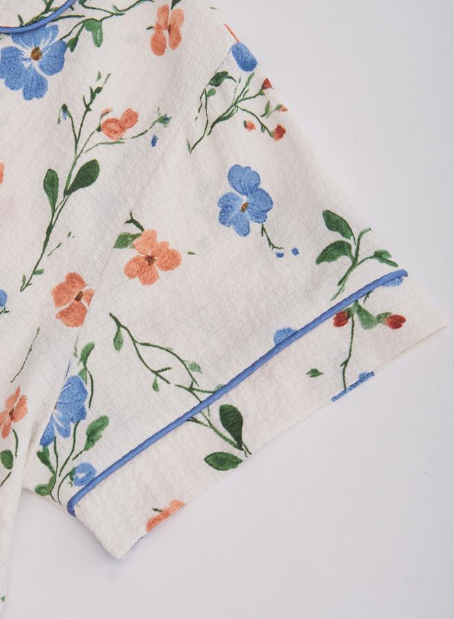 تايك تو طقم قميص وبنطال بيجاما بطبعة زهور للنساء - Image 3